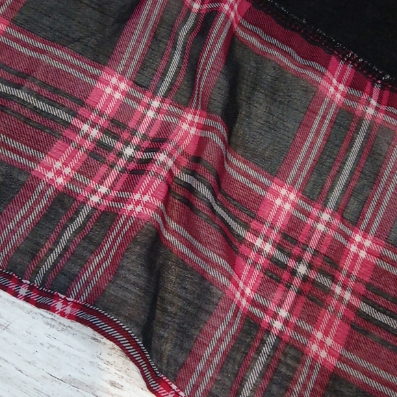 Rue21 Charcoal Gray Plaid Lightweight Hoodie Top - Picture 5 of 8